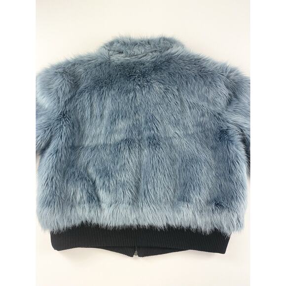 Express X Negin Mirsalehi Faux Fur Bomber Jacket Women’s Medium Blue - Picture 6 of 8